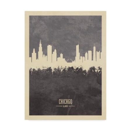 Michael Tompsett 'Chicago Illinois Skyline Gray' Canvas Art,14x19